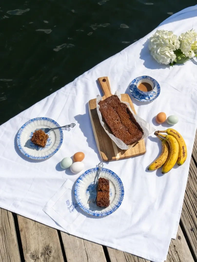 Fresh bananas and eggs